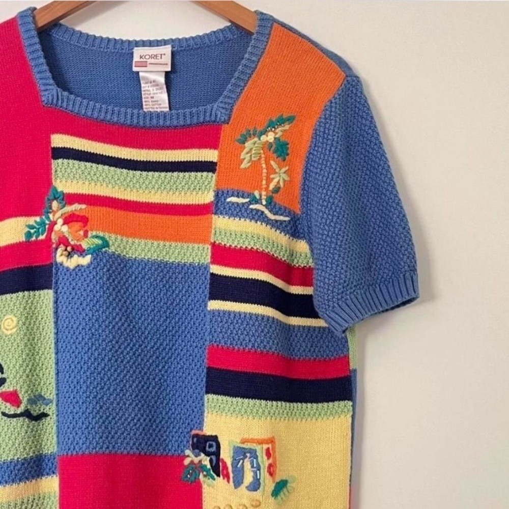 Koret Vintage Colorful Patchwork Sweater - Picture 3 of 8